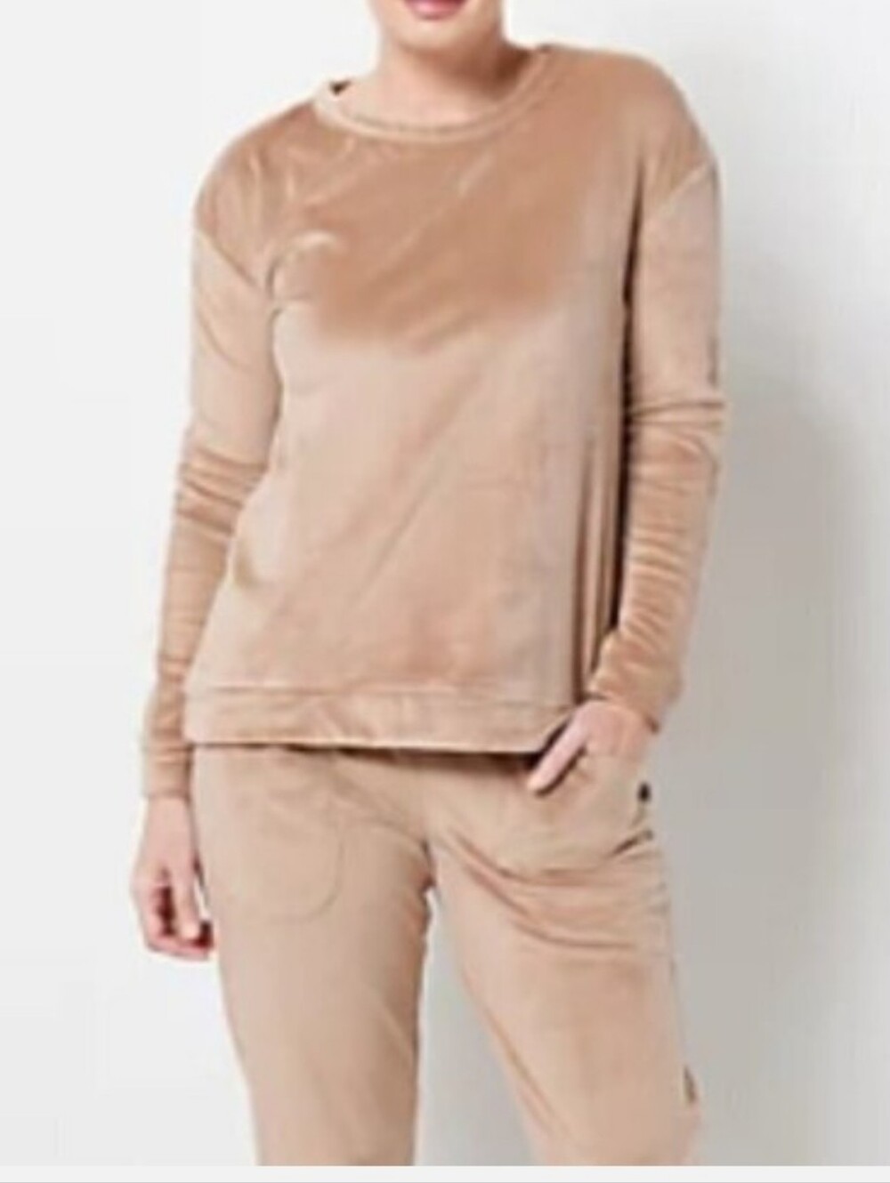 Koolaburra By Ugg Tan Velour Lounge Pant Set Pajamas Track Suit Sz L